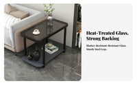 With Wheels Wheeled Sofa Side Table Space-Saving Bedside Stand C-Shaped Design Household Furniture 2-Tier Storage for Apartment Dwellers, Distant Workers, Living Room, Bedroom, Small Areas, Balcony