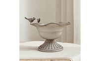 Decorative Metal Planter with Birds Distressed Scalloped Planter Pot Weathered Plant Holder Rustic for Gardeners