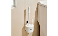 Toilet Brush with Holder Wall-Attached Toilet Brush Mounting without Holes Cleaner for Renters, Lavatory, Small Bathrooms