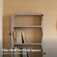 Space-Saving Tiered Shelving Unit Slim Design Wavy Multi-Layer Organizer Easy to Install Wall Shelf Designer Design for Apartment Dwellers, DIY Enthusiasts, Behind Doors, Entryway, Bedroom, Living Room