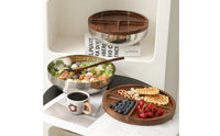 Acacia Wood Divided Fruit Tray Warm Brown Grain Stainless Steel Fruit Tray Polished Tableware Round
