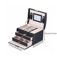 Soft Velvet Interior Jewelry Storage Box with Drawers Lockable 3 Layer Jewelry Box Built-in Mirror Waterproof for Women, Girls, Bedroom, Travel