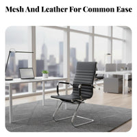 Ergonomic Design High-Back Sled Chair Wheelless High-Back Sled Base Armchair Lumbar Support Conference Seating Modern Design for Reception Guests, Managers, Executives, Study Room