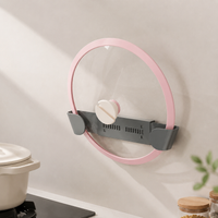 Wall-Mounted Pot Lid Holder, No-Drill Pan Lid Organiser, Saucepan Lid Storage for Cabinet Door, Space-Saving Kitchen Solution
