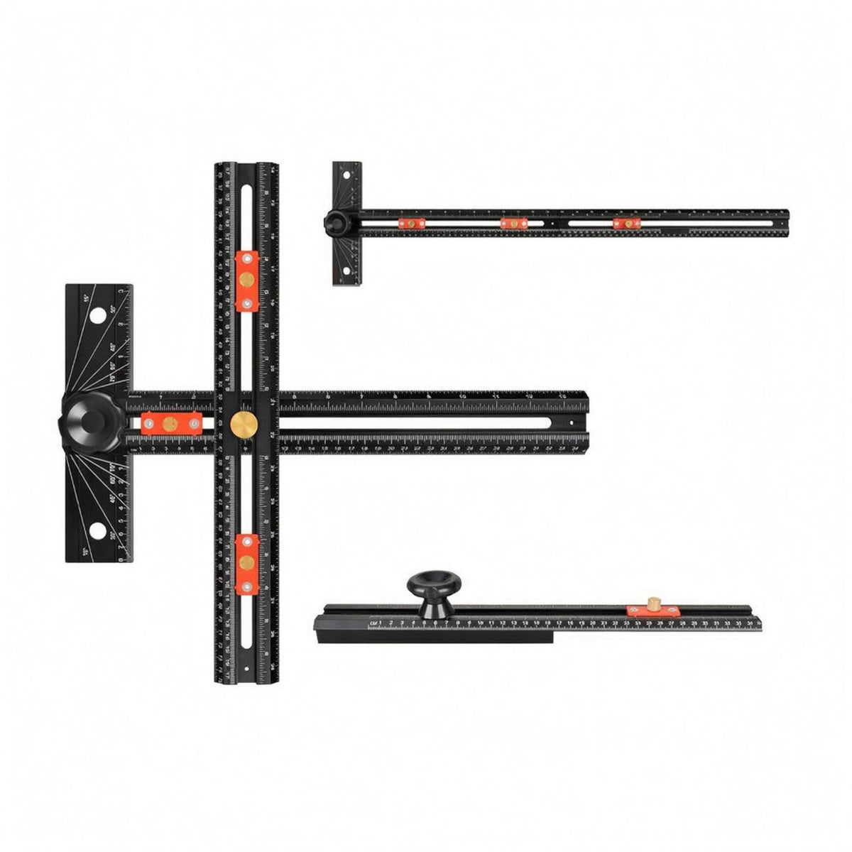 Aluminum Alloy Sliding T-Square Ruler Engraved Markings Positioning Ruler Matte Black