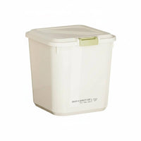 Moistureresistant Wheeled Grain container Large Capacity Rolling Food container Airtight closure Household Storage Clear Top for Pet Owners, home chefs, Families, Kitchen, Utility Room, scoopboard