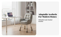 Comfortable Armless rolling Chair Height Adjustable Vanity Stool Ergonomic spinerest Office Furniture 360-Degree pivot for Students, Women, Adults, Bedroom, Dorm Room