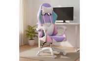 Latex Cushion Pink Gaming Chair with Footrest Built-in Bluetooth Speakers RGB Light up Gaming Chair Office Furniture for Gamers