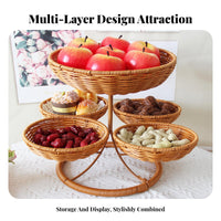 Imitation Rattan Serving Tray Rustic Design Imitation Rattan Tray Poly Wicker Serving Basket Hollowed-Vented Design