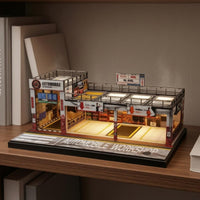 Miniature Parking Workshop Rooftop Railings Garage Diorama Realistic Details Display Scene