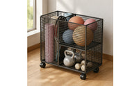 Wire Mesh Storage Cart exercise Mat Storage Rack Exercise Equipment Cart Metal for Gym