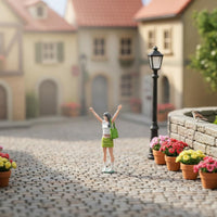 Cheering Girl Figure Realistic Detailing 1/64 Scale Girl Figurine for Collectors