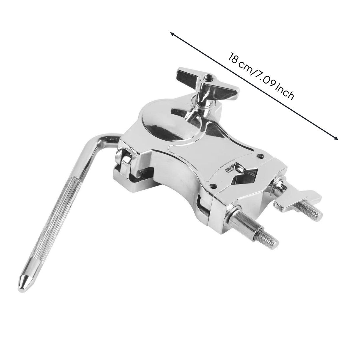 Drum Clamp with L-Rod Chrome Drum Mounting Clamp Adjustable Mount for Percussionists