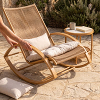 Outdoor Rattan Wicker Rocking Chair with Ottoman or Table for Garden Patio Balcony