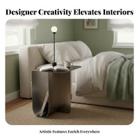Designer Design Table with Magazine Holder Minimalist Design Curved Magazine Rack Table Space-Saving Nightstand Sturdy Construction for Homeowners, Apartment Dwellers, Readers, Living Room, Bedroom, Small Areas, Hallway