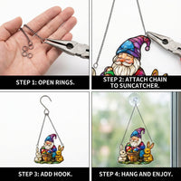 Easter Bunny Acrylic Sunlight Reflector Bright Colors Easter Gnome Hanging Ornament Bright Hare Sunlight Reflector for Families, Family, Glass Panes