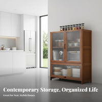 Space Saving Living Room Sideboard Cabinet Adjustable Shelves Dining Room Sideboard Elegant Design Kitchen Pantry Cabinet Heavy Duty for Homeowners, Families, Homemakers, Hallway