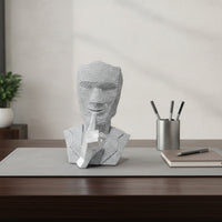 Decorative Bust Textured Bust Statue Resin Sculpture Thoughtful Face Statue Geometric for Art Lovers, Bookshelf, Entryway