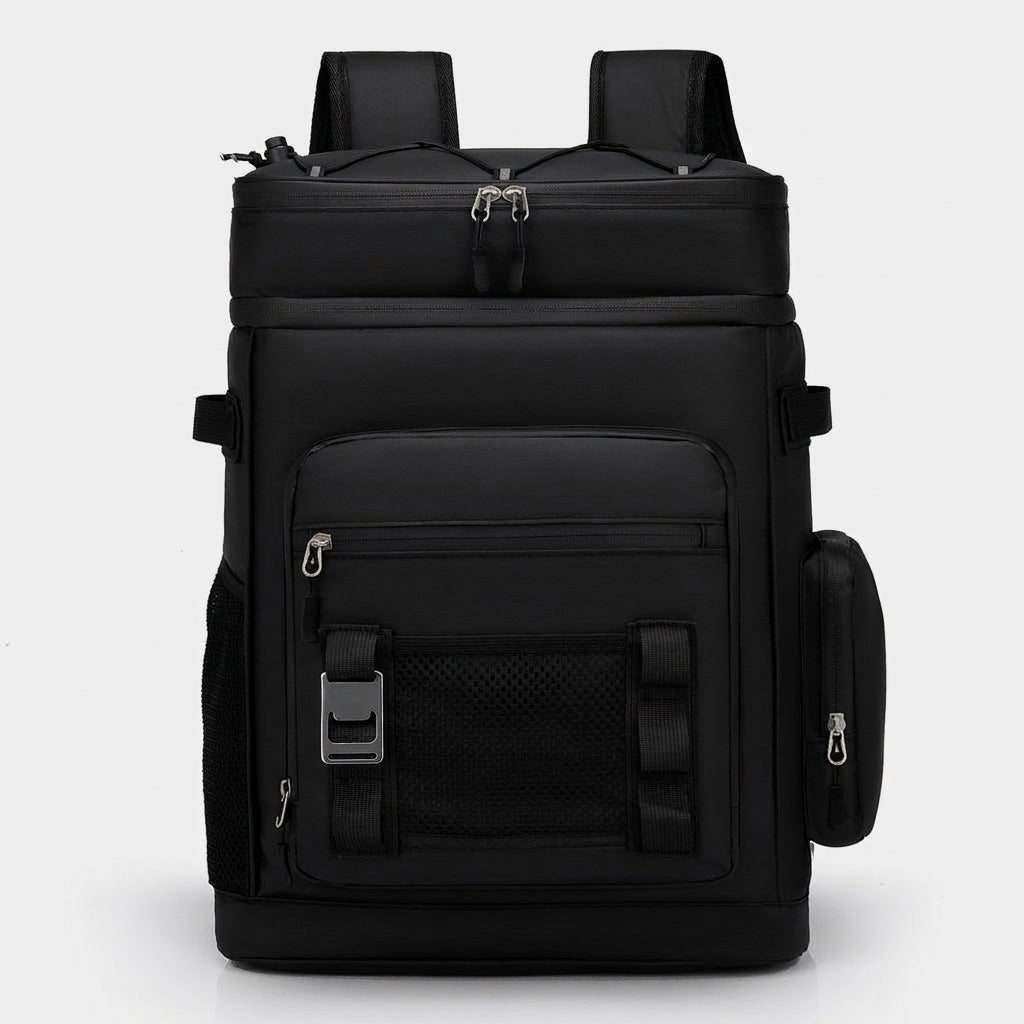 Travel Backpack with Insulated Cool Bag for Men Women, Large Capacity Picnic Backpack for Camping, Modern Minimalist Polyester Picnic Bag, White