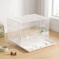 Foldable Chick Breeding Cage with Front Door, Metal Wire Foldable Pet Enclosure, No Wheels Quail and Duckling Cage for Indoor Fowl Raising