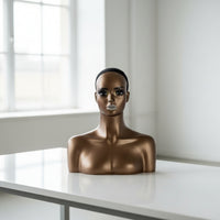 Female Mannequin head Bronze Mannequin Head with Shoulders Decorative hat display stand for Hair Stylists, Salons, Photography Studios