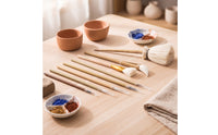 8 Pieces Ceramic Painting Brush Mixed-Head Liner Brush Set Soft Filament Brushes for Potters, Hobbyists, Art Class, Home Workshop