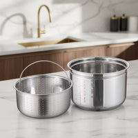 Inner Pot with Steaming Rack Perforated Rice Steaming Insert Soup Separating Pot Multi-Purpose Steamer Basket Long-Lasting