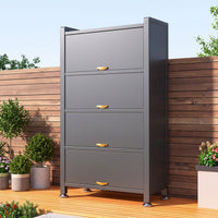 Steel Storage Cabinet Waterproof Cabinet with Flip-down Doors Weatherproof Freestanding Outdoor Locker for Homeowners, Gardeners, Balcony, Patio, Yard