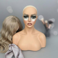 Pin-Friendly Hairpiece Styling Head Solid Core PVC Makeup Mannequin Head Semi-Matte Finish Jewelry Display Bust for Hairstylists
