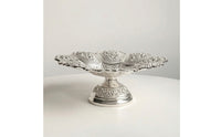 Decorative Serving Dish Silver-Toned Embossed Serving Tray Electroplated Platter for Party Planners, Banquet Tables, Afternoon Tea