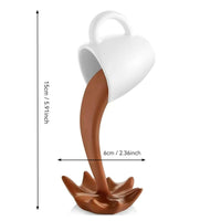Levitating Coffee Cup Sculpture Novelty Pouring Coffee Cup Ornament Artistic Desk Ornament for Display Shelf