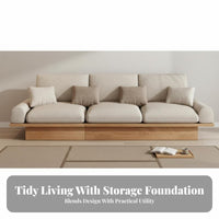 Lowdesign Wooden Settee Japanese Aesthetic Living Room Furniture with Storage Sofa Bed for Minimalists, Young Adults, Bedroom, Lounge, Home Office