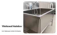 Easy to Clean Stainless Steel Grooming Tub Anti-Slip Design Stainless Steel Dog Wash Station Heavy Duty Professional Pet Bathing Tub Leak-Proof Construction for Veterinarians, Veterinary Medical Facility