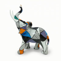 Elephant Figurine Glossy Resin Sculpture Hand-Painted for Bookshelf, Collectors