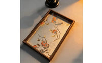Embroidery Embroidered Wooden Tray Vintage Charm Wood Frame Tray Raised Edges for Tea Table