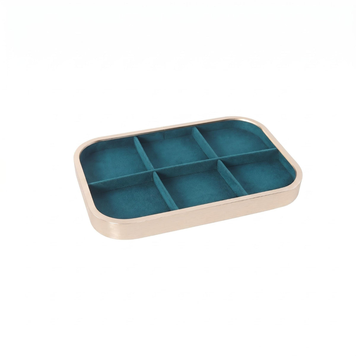Teal Jewelry Display Tray Rounded Corners Rectangular Jewelry Tray