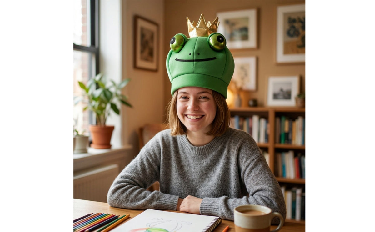 Frog Hat with Crown Elastic Frog Hat Cute Headwear for Partygoers, Halloween, Stage Performances