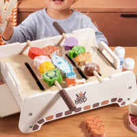 Wooden Role Play Grill Slatted Top Tabletop Barbecue Grill Toy Smooth Edges for Children