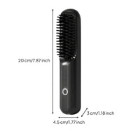 Rechargeable Cordless Hair Straightener Brush Portable Straightening Brush with Negative Ions Adjustable Temperature Frizz-Reducing for Travelers
