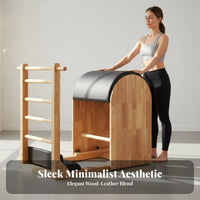 Solid Wood Construction Pilates Ladder Barrel Home Pilates Barrel Core Training Wooden Spine Corrector Machine Improves Posture for Postpartum Women, Adults, Office Workers, Physical Treatment Medical Center, Stretching, Rehabilitation