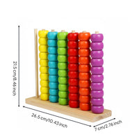 Rainbow Bead Counter Educational Wooden Bead Stacking Toy Problem-Solving Skills Color Sorting Stacking Rings for Preschoolers, Classroom