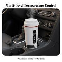 12V Heating Cup 304 Stainless Steel Liner Vehicle Electric Kettle 24-Hour Insulation Car Heating Mug for Commuters, Truckers, Road Trips, Camping