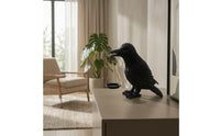 Resin Candle Holder with Hanging Tray Sculpted Raven Candle Holder Witchy Bird Sculpture Macabre for Bookshelf
