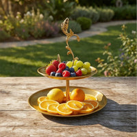 Two-Tier Tray Stand Round Tiered Tray Stand Space-Saving Food Presentation Plate for Hosts, Countertops, Event Displays