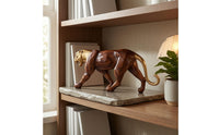 Woodgrain Big Feline Sculpture Polished Finish Wood Feline Statue Decorative Room Decoration Modern Minimalism for Tabletop