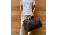 Large Duffel Bag with Shoe Compartment Crossbody Leather Travel Duffel Zippered Leather Weekend Bag Adjustable for Travelers