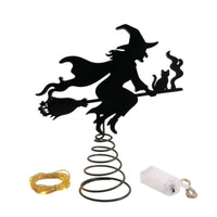 Spooky Witch Tree Topper Silhouette Witch Tree Topper with Spring Base Substitute Decoration Seasonal for Mantel Displays