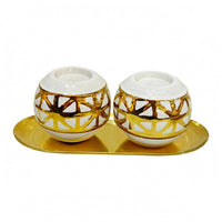 Tabletop Jar Tray Set Reflective Finish Ceramic Storage Jar Set Dust-Resistant Decorative Ceramic Jars