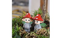 2 Pieces Miniature Cute Fungus Fairy Figurine Decorative Fungus Fairy Statue Hand-Painted Long-Lasting for Bonsai