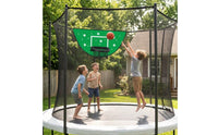 Waterproof Trampoline Basketball Hoop Sun-Proof Trampoline Basketball Set Weather Resistant Outdoor Toy Includes Ball and Pump for Children, Backyard
